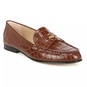 Veronica Beard Penny Crocodile-Embossed Leather Loafers